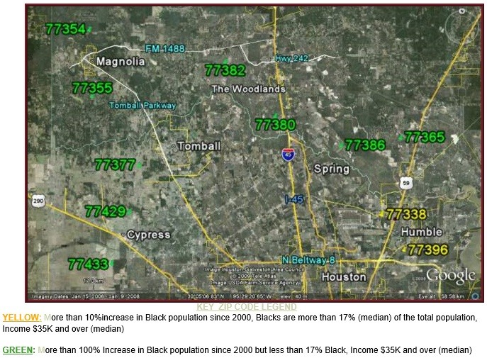 N Suburban Houston Black Population Growth Map