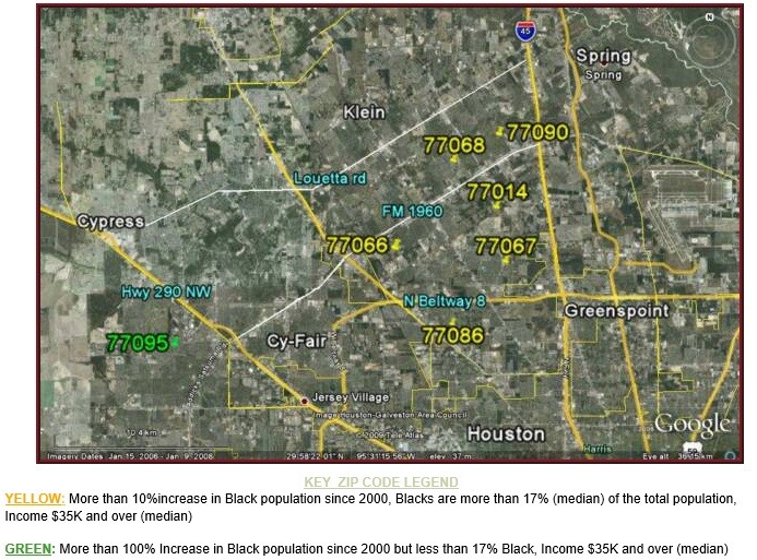 NW Houston Black population Growth Map