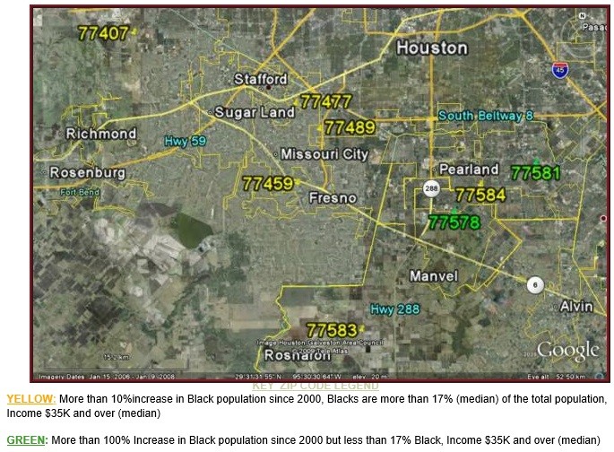 S Houston Suburbs Black Population Growth Map